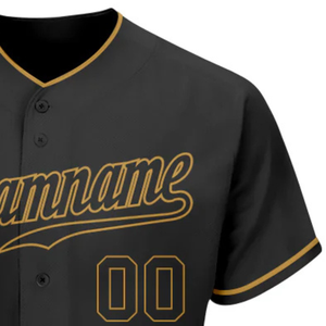 Maillot de baseball noir et or vieilli pour homme, boutonné, uniforme d'équipe, respirant, léger, pour tournoi sportif - Product Image 4