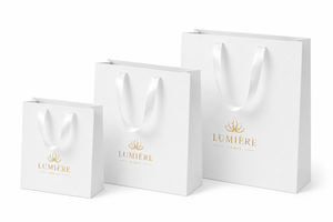 Sac de shopping de luxe en papier recyclé blanc, imprimé sur mesure, avec poignées torsadées, pour emballage cadeau de boutiques et cadeaux de détail - Product Image 4