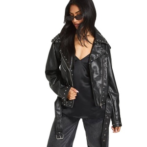 Chaqueta de Cuero Negra para Mujer, Invierno, Tejida, Transpirable - Product Image 1