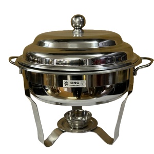 Juego de platos de frotamiento de buffet de restaurante económico, calentador de comida de catering de metal, forma redonda - Product Image 1