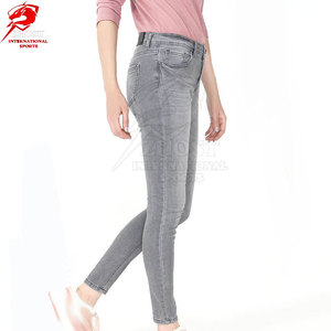 High Quality Slim Fit <b>Jeans</b> <b>Women</b> Fashion Stretch Fabric Pocket Secure <b>Button</b> Closure Sleek Narrow Leg <b>Jeans</b> - Product Image 3
