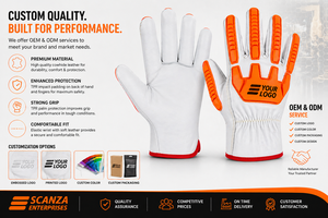 Mechanic Gloves Oilfield Impact Leather Safety Work Gloves TPR Knuckle Protection Cut Resistant Industrial Driver Gloves Durable - Product Image 4