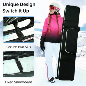 Bolsa de Esquí Acolchada Expandible para Exteriores, Bolsa de Snowboard con Ruedas, Bolsa de Viaje para Snowboard con Forro Resistente al Agua y Bolsillos - Product Image 2