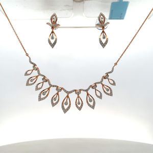 Ensemble collier et boucles d'oreilles en or rose 18 carats avec diamants véritables - Bijoux en diamants naturels certifiés IGI - Product Image 6