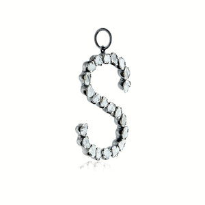 Colgante de Letra S con Diamante Natural, Plata de Ley 925 Oxidada, Alfabeto de la A a la Z, Amuleto Personalizado, Joyería al por Mayor - Product Image 2