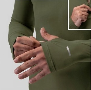 Ropa Deportiva para Hombre, Camiseta Deportiva de Compresión con Cierre de Cremallera, Manga Corta, Color Verde Oliva, Secado Rápido, Sin Cuello, Informal, para Verano, con Logotipo Frontal - Product Image 5