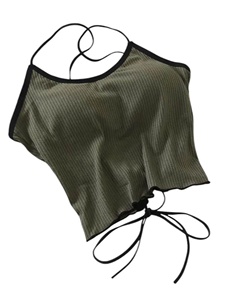 Women's <b>Light</b> Blue Cropped Knit for Shirt Short Sleeve Solid Color Zipper Front Loose Fit Casual Spring Summer Wear Quick Dry - Product Image 2