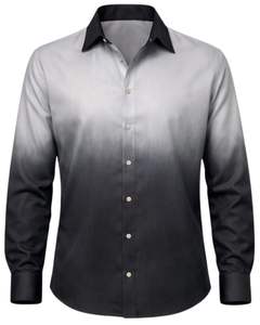 Chemise Formelle Homme Gris Noir Ombré en Coton Premium à Manches Longues Boutonnée Style Smart Casual Fabricant Personnalisé OEM Fourniture en Gros - Product Image 1