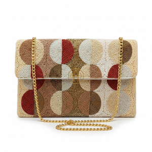 Luxury Women Beaded Clutch Bag Handmade Evening <b>Purse</b> with Metal Chain Strap Satin Lining <b>Medium</b> Capacity Wholesale Manufacturer - Product Image 2