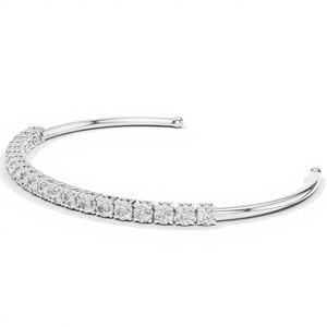 AFFORDABLE LAB GROWN CUT DIAMOND OPEN END BRACELET <b>SET</b> 18KT SOLID WHITE <b>GOLD</b> RHODIUM PLATED CERTIFIED GIFTING PARTY EVERYDAY - Product Image 1
