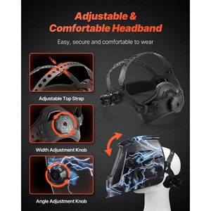 Casco per saldatura auto-oscurante con alimentazione solare, visiera True Color da 3,66 x 1,69 pollici, 2 sensori di arco, tonalità 4/9-13 - Product Image 5