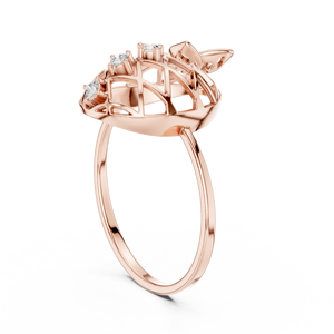 Anillo minimalista de oro amarillo macizo de 14k con diamantes de corte brillante redondo y piedras cultivadas en laboratorio para mujer, modelo The Crown Flower, para uso diario. - Product Image 6