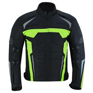 Chaqueta de Motociclismo para Hombre, Negra con Verde Neón, Manga Larga, Resistente al Viento, con Bloques de Color, Protección para Todas las Estaciones, Equipada con Armadura - Product Image 3