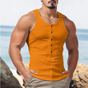 Camiseta sin Mangas para Hombre, Estilo Americano de Alta Gama, Moderna y Fresca, con Botones, Verano 2025 - Product Image 3