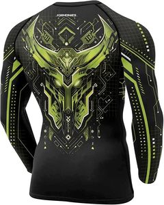 FORHOMIES Jiu Jitsu Rash Guard Long Sleeve <b>Compression</b> <b>Shirt</b> <b>Men</b> Black Green Sublimation Print Quick Dry Full Sleeve - Product Image 3