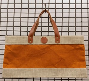 Jute Tote <b>Bag</b> With Leather Handle <b>Medium</b> <b>Size</b> Canvas Shopping <b>Bag</b> Daily Use Hand Length Handle - Product Image 6