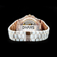 Montre-bracelet de luxe classique exclusive en alliage, mouvement à quartz, avec diamant Moissanite couleur D VVS1, style Hip-Hop, étanche, 48 mm, bracelet 20 mm, aiguille