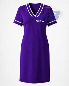 ชุดเดรสทำงานผู้หญิงสีแดง NCNW คอวี แขนสั้น ทรงเข้ารูป สไตล์ลำลอง รับสกรีนโลโก้ - Product Image 1