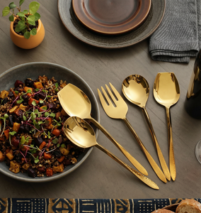Gold Plated Cutlery <b>Set</b> Spoon Fork Knife Minimalist Design Dishwasher Safe <b>Dinnerware</b> <b>Set</b> for Home and Wedding - Product Image 2