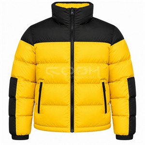 เสื้อแจ็คเก็ตพัฟเฟอร์ Cosh International สีเหลืองดำ ตัดต่อสีแบบ Color Blocking กันลม คอตั้ง สำหรับฤดูหนาว สวมใส่สบาย หนา ปิดด้วยซิป ทรงปกติ - Product Image 1