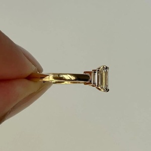 2.50 CT <b>Emerald</b> Cut Moissanite Engagement <b>Ring</b> With Baguette Cut Side Stone, 14K Gold Three Stone Anniversary <b>Ring</b> For Her - Product Image 3