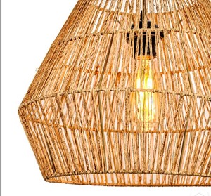 Boho Rattan E27 Pendant <b>Light</b> | Hanging Lamp | Natural Handwoven Ceiling <b>Light</b> Fixture for Home & Hotel <b>Decor</b> - Product Image 2