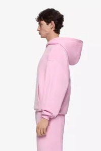 <b>Tracksuit</b> with Hood Zipper Solid <b>Plain</b> Blank Two-Piece Sports Suit Breathable Low MOQ Men's Heavyweight Winter Gym Jogging - Product Image 3