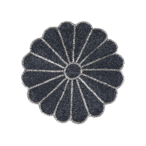 Mantel Individual de Lujo con Cuentas de Cristal y Latón, Diseño Floral Negro y Plateado, para Comedor, Cocina, Restaurante, Hotel, Boda, Decoración del Hogar - Product Image 3