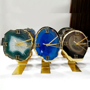 Stylish Agate <b>Table</b> <b>Clock</b> Home Decor | Natural Stone Desk <b>Clock</b> | Elegant <b>Table</b> Arrangement Display Piece Luxury Decor Accent - Product Image 5