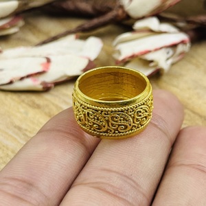 Modern Best <b>Chunky</b> Brass Band <b>Ring</b> Tribal Pattern <b>Rings</b> Women Brass <b>Ring</b> Women 18k Gold Plated Ethnic Filigree Jewelry Wholesale - Product Image 3