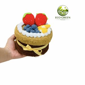 Crochet cake container with lid,z colorful fruit topping, unique handmade gift <b>box</b> for <b>kids</b> toys, <b>storage</b> and room decor - Product Image 5