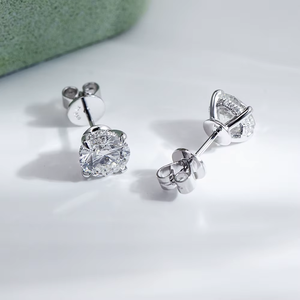 Boucles d'oreilles en diamant, taille brillant rond, couleur D, certifiées GIA, bijoux classiques de fiançailles pour femmes - Product Image 1