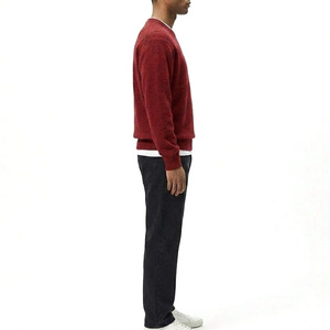 Men's Solid Red Knitted Pullover Sweater Full Sleeve Autumn Wear - Product Image 5
