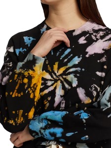 Sweat-shirt personnalisé à coupe courte, noir tie-dye à motif spirale, à manches longues, pour femme, style streetwear, coupe oversize, en coton, vêtement de détente, OEM - Product Image 6