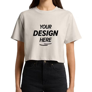 Camiseta Corta de Manga Corta para Mujer, Algodón Elástico, Cuello Redondo, Estilo Informal para el Día a Día, Transpirable, Camiseta Corta de Verano - Product Image 1
