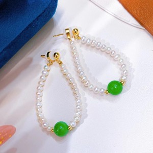 Aretes Vintage de Plata S925 con Perlas de Agua Dulce de 4-5 mm y Diseño de Círculo Grande, Collares de Moda con Cuentas, Joyería - Product Image 2