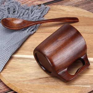 Taza de Madera Hecha a Mano Ecológica de Alta Calidad con Platillo para Servir Café, Té, Cerveza, Vino y Bebidas - Product Image 5