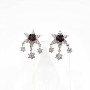 925 Sterling Silver Natural <b>Garnet</b> Pendant & <b>Earring</b> Set Rhodium Plated OEM ODM Fine Jewelry - Product Image 4
