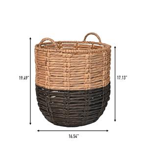 Panier en jacinthe d'eau teint noir à la moitié inférieure, fait main, panier de rangement, vente en gros, écologique, fabriqué au Vietnam - Product Image 2