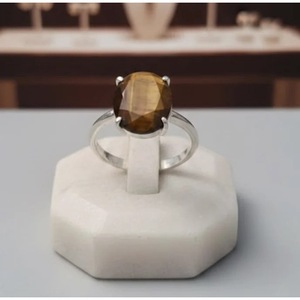 Handcrafted Crystal Tiger Eye <b>Ring</b> <b>Adjustable</b> Diamond Cut Natural Tiger Eye Jaipur India - Product Image 1