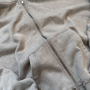 Sudadera con Capucha Vintage al por Mayor con Pedrería para Hombre, Sudadera Pesada de Algodón, Proveedor de Marca Privada - Product Image 2