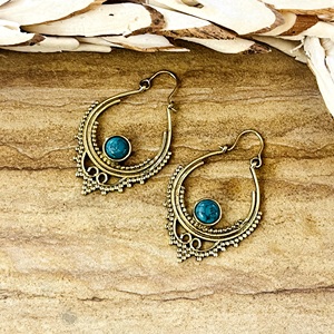 Nuevos Pendientes de Aro Boho en Forma de Lágrima, de Latón Tribal, para Mujer, con Acabado de Latón Antiguo y Filigrana Étnica, Venta al por Mayor/OEM/ODM - Product Image 6