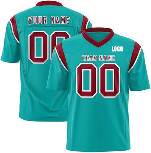 เสื้อฟุตบอลอเมริกันแบบสั้นสั่งทำคุณภาพดีราคาส่ง พิมพ์ลายได้ตามต้องการ ผลิตจากโพลีเอสเตอร์ 100% ระบายอากาศได้ดี แห้งเร็ว ใส่ได้ทั้งชายและหญิง มีไซส์พลัส - Product Image 1