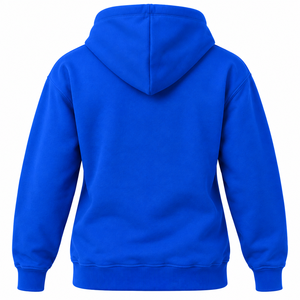 Sudadera con Capucha Azul Rey para Mujer, con Diseño de Emblema Multicolor Pequeño en el Pecho, Manga Larga y Cordón Ajustable - Product Image 4