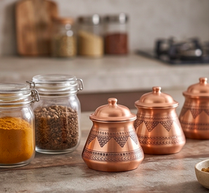 Handmade Triple Decorative Stainless Steel Spice Container Engraved Antique Canister For Kitchenware Storage And Organization - Product Image 3
