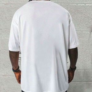 Camisetas de Hombre de Alta Calidad, Lavadas con Ácido, Negras, Tallas Grandes, Cuello Redondo, Hombros Caídos, 100% Algodón, Logotipo Frontal Impreso en DTG - Product Image 4