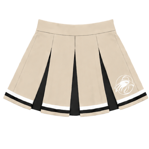 Jupe plissée beige et blanche pour femmes et filles, idéale pour la danse, les équipes sportives, les performances, l'entraînement, les compétitions et comme uniforme sportif. - Product Image 1