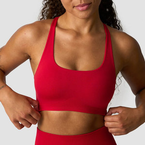 Top Deportivo Personalizado para Mujer, Color Sólido, Tirantes Cruzados en la Espalda, Cuello en U, Spandex y Nailon, Acolchado, Push-Up, Alta Resistencia, Secado Rápido, Tejido de Punto - Product Image 1