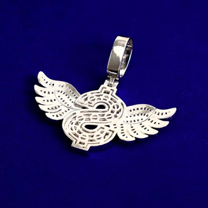 Colgante de Alas con Símbolo de Dólar Iced Out en Tono Plateado, Joyería Hip Hop para Hombres y Mujeres HUMERA JEWELS - Product Image 2