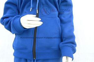 Sudadera con capucha oversize azul real estilo streetwear, diseño personalizado, forro polar grueso, 100% algodón orgánico, antiarrugas, con cremallera, marca privada, para mujer - Product Image 3